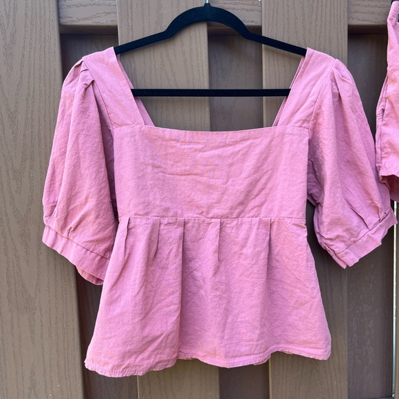 Pink 2 piece linen top and shorts - Picture 6 of 7